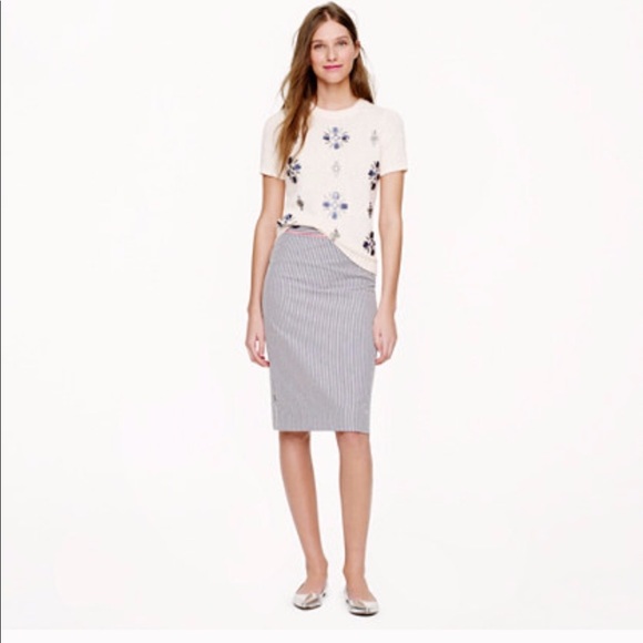 J crew seersucker pencil skirt - Picture 1 of 6